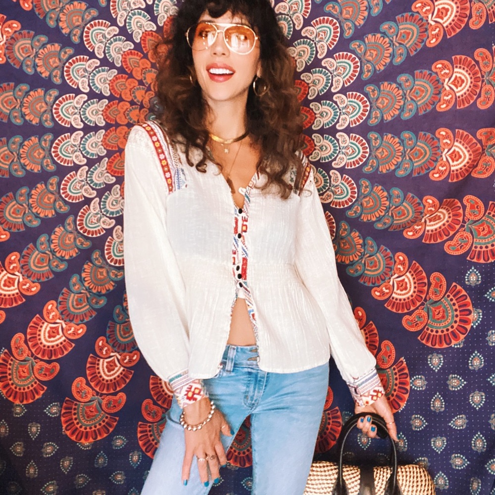 Vintage 70s boho gauze top